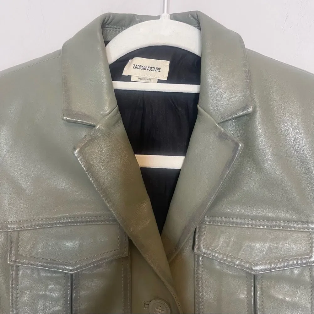 $798 Zadig&Voltaire Liams leather blazer NWT XS - Picture 7 of 13